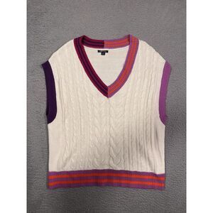 Wild Fable Sweater Vest cable knit v neck pink purple Preppy Y2K Small Oversized